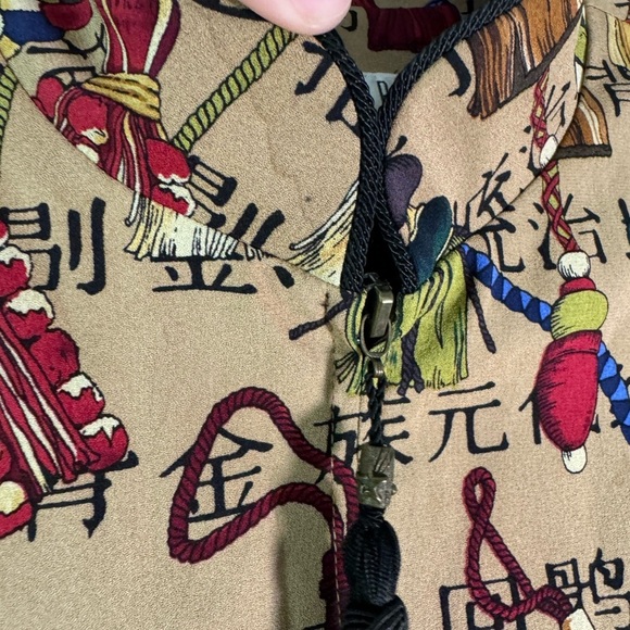 TAPP New York Novelty Zipper Vest Tassels Asian Inspired 100% Silk Size Medium - Picture 6 of 10